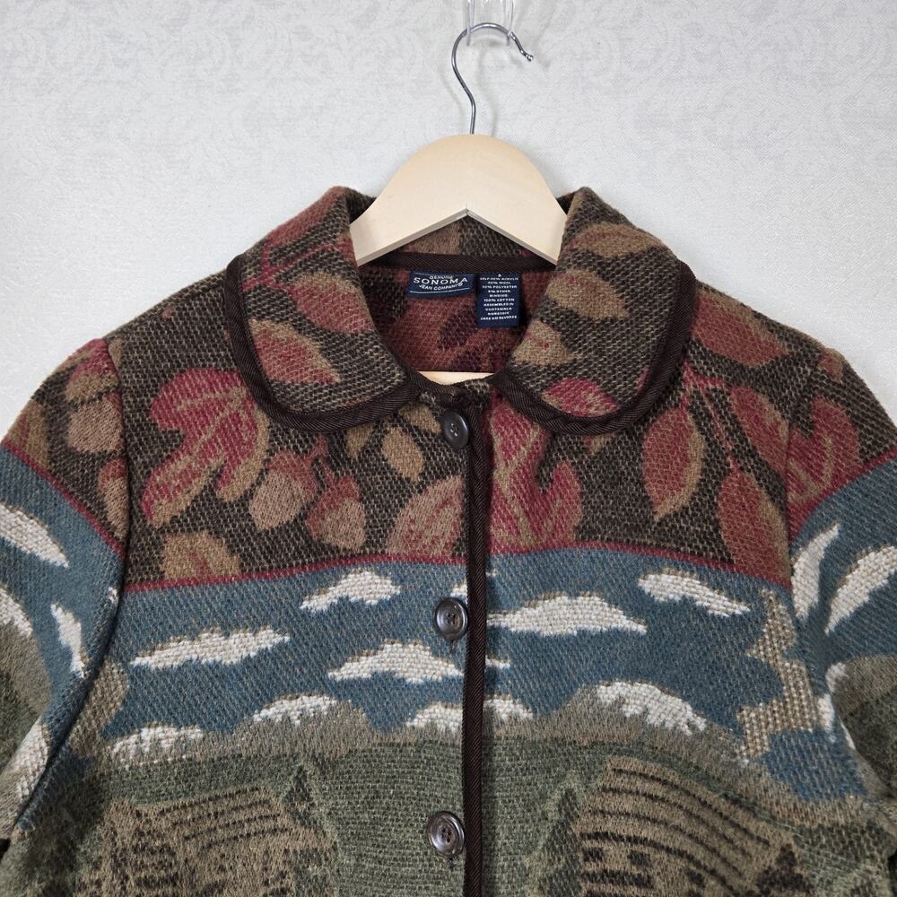 Y2K Sonoma Tapestry Cabin Jacket S Cottagecore Rustic Woodland Barn Coat - Picture 2 of 14